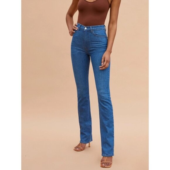 REFORMATION Cindy Bootleg / Peyton Flare Wide Leg Jeans La Jolla Blue 24 - Picture 2 of 11